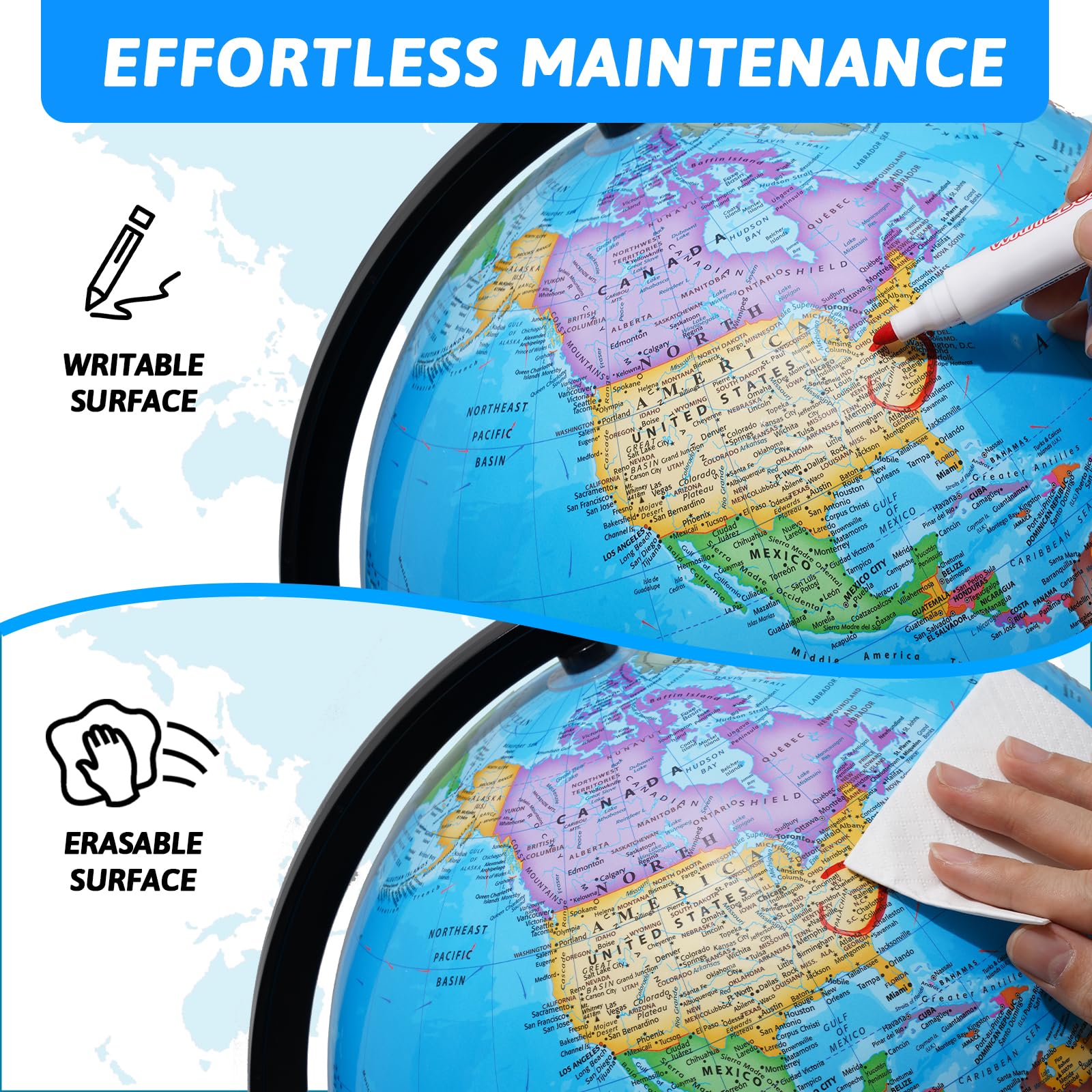 Amazon.co.jp: World Globe スタンド付き 13インチ 机 教室 装飾用